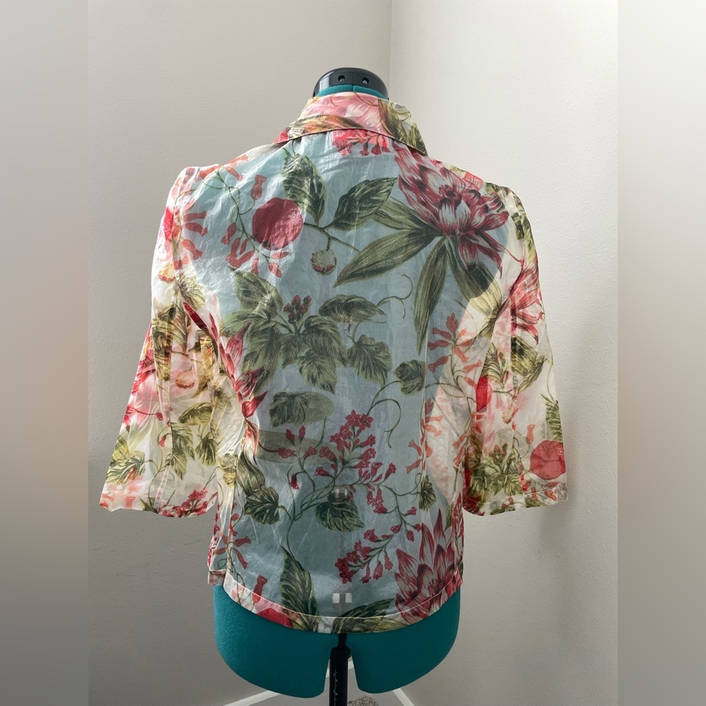 Emmanuel Ungaro Metallic Organza Floral Blouse - Picture 3 of 6